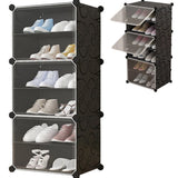 Modularer Schuhschrank, Kombischrank, Steckregal, wasser- und schimmelresistent, 3 kg Kammerkapazität, Schwarzes Muster