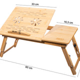 Bambus Laptoptisch, Notebooktisch klappbar, höhenverstellbar, multifunctional, Betttisch für Lesen oder Frühstück, Zeichentisch, Belüftet