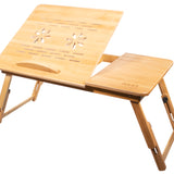 Bambus Laptoptisch, Notebooktisch klappbar, höhenverstellbar, multifunctional, Betttisch für Lesen oder Frühstück, Zeichentisch, Belüftet