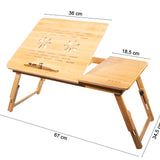 Bambus Laptoptisch, Notebooktisch klappbar, höhenverstellbar, multifunctional, Betttisch für Lesen oder Frühstück, Zeichentisch, Belüftet