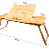 Bambus Laptoptisch, Notebooktisch klappbar, höhenverstellbar, multifunctional, Betttisch für Lesen oder Frühstück, Zeichentisch, Belüftet