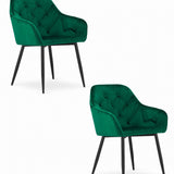 Chaise de salle à manger avec dossier et accoudoirs, chaise rembourrée, tissu velours avec pieds en métal, bureau salon, charge d'assise 120 kg, 55,5 x 61 x 81 cm