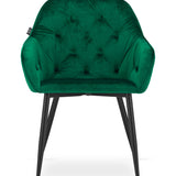 Chaise de salle à manger avec dossier et accoudoirs, chaise rembourrée, tissu velours avec pieds en métal, bureau salon, charge d'assise 120 kg, 55,5 x 61 x 81 cm