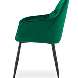 Chaise de salle à manger avec dossier et accoudoirs, chaise rembourrée, tissu velours avec pieds en métal, bureau salon, charge d'assise 120 kg, 55,5 x 61 x 81 cm