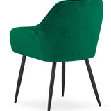 Chaise de salle à manger avec dossier et accoudoirs, chaise rembourrée, tissu velours avec pieds en métal, bureau salon, charge d'assise 120 kg, 55,5 x 61 x 81 cm
