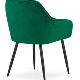 Chaise de salle à manger avec dossier et accoudoirs, chaise rembourrée, tissu velours avec pieds en métal, bureau salon, charge d'assise 120 kg, 55,5 x 61 x 81 cm