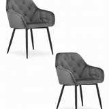 Chaise de salle à manger avec dossier et accoudoirs, chaise rembourrée, tissu velours avec pieds en métal, bureau salon, charge d'assise 120 kg, 55,5 x 61 x 81 cm