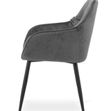 Chaise de salle à manger avec dossier et accoudoirs, chaise rembourrée, tissu velours avec pieds en métal, bureau salon, charge d'assise 120 kg, 55,5 x 61 x 81 cm