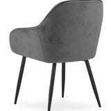 Chaise de salle à manger avec dossier et accoudoirs, chaise rembourrée, tissu velours avec pieds en métal, bureau salon, charge d'assise 120 kg, 55,5 x 61 x 81 cm