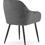 Chaise de salle à manger avec dossier et accoudoirs, chaise rembourrée, tissu velours avec pieds en métal, bureau salon, charge d'assise 120 kg, 55,5 x 61 x 81 cm