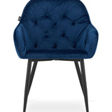 Chaise de salle à manger avec dossier et accoudoirs, chaise rembourrée, tissu velours avec pieds en métal, bureau salon, charge d'assise 120 kg, 55,5 x 61 x 81 cm