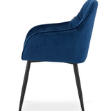 Chaise de salle à manger avec dossier et accoudoirs, chaise rembourrée, tissu velours avec pieds en métal, bureau salon, charge d'assise 120 kg, 55,5 x 61 x 81 cm
