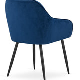 Chaise de salle à manger avec dossier et accoudoirs, chaise rembourrée, tissu velours avec pieds en métal, bureau salon, charge d'assise 120 kg, 55,5 x 61 x 81 cm