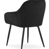 Chaise de salle à manger avec dossier et accoudoirs, chaise rembourrée, tissu velours avec pieds en métal, bureau salon, charge d'assise 120 kg, 55,5 x 61 x 81 cm