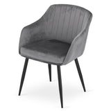Esszimmerstühle 2er-Set Bürostühle mit Rückenlehne und Armlehnen, Polsterstuhl, Velours-Sitzmaterial mit Metallbeinen, 120 kg Sitzlast, 60 x 56,5 x 82 cm
