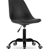 Chaise pivotante à roulettes, polypropylène réglable et coussin en simili cuir, structure en métal, chaise de bureau, chaise de bureau sans accoudoirs 56,5 x 56,5 x 96 cm, noir 