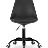 Chaise pivotante à roulettes, polypropylène réglable et coussin en simili cuir, structure en métal, chaise de bureau, chaise de bureau sans accoudoirs 56,5 x 56,5 x 96 cm, noir 