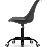 Chaise pivotante à roulettes, polypropylène réglable et coussin en simili cuir, structure en métal, chaise de bureau, chaise de bureau sans accoudoirs 56,5 x 56,5 x 96 cm, noir 