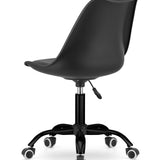 Chaise pivotante à roulettes, polypropylène réglable et coussin en simili cuir, structure en métal, chaise de bureau, chaise de bureau sans accoudoirs 56,5 x 56,5 x 96 cm, noir 