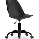 Chaise pivotante à roulettes, polypropylène réglable et coussin en simili cuir, structure en métal, chaise de bureau, chaise de bureau sans accoudoirs 56,5 x 56,5 x 96 cm, noir 