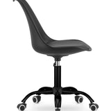 Chaise pivotante à roulettes, polypropylène réglable et coussin en simili cuir, structure en métal, chaise de bureau, chaise de bureau sans accoudoirs 56,5 x 56,5 x 96 cm, noir 