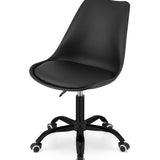 Chaise pivotante à roulettes, polypropylène réglable et coussin en simili cuir, structure en métal, chaise de bureau, chaise de bureau sans accoudoirs 56,5 x 56,5 x 96 cm, noir 