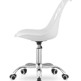 Chaise pivotante à roulettes, chaise de bureau réglable, chaise de bureau avec dossier, coussin en polypropylène et simili cuir, cadre chromé, 57 x 50 x 93,5 cm 