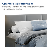 Bett 140x200 / 160x200 cm Doppelbett Polsterbett Bettgestell mit Lattenrost aus Metall, hydraulischer Bettkasten, Samtbezug in beige oder dunkelgrau, viel Stauraum, modern & pflegeleicht