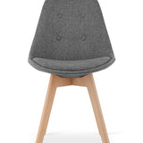 Esszimmerstuhl 4er-Set Bürostuhl, gepolsterter Stuhl, weicher Stoff mit Beinen aus Buchenholz, 120 kg Sitzlast, 54 x 44,5 x 81,5 cm