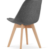 Esszimmerstuhl 4er-Set Bürostuhl, gepolsterter Stuhl, weicher Stoff mit Beinen aus Buchenholz, 120 kg Sitzlast, 54 x 44,5 x 81,5 cm