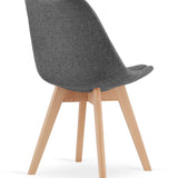 Esszimmerstuhl 4er-Set Bürostuhl, gepolsterter Stuhl, weicher Stoff mit Beinen aus Buchenholz, 120 kg Sitzlast, 54 x 44,5 x 81,5 cm