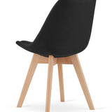 Esszimmerstuhl 4er-Set Bürostuhl, gepolsterter Stuhl, weicher Stoff mit Beinen aus Buchenholz, 120 kg Sitzlast, 54 x 44,5 x 81,5 cm