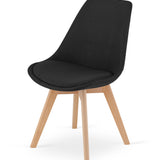 Esszimmerstuhl 4er-Set Bürostuhl, gepolsterter Stuhl, weicher Stoff mit Beinen aus Buchenholz, 120 kg Sitzlast, 54 x 44,5 x 81,5 cm