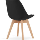 Esszimmerstuhl 4er-Set Bürostuhl, gepolsterter Stuhl, weicher Stoff mit Beinen aus Buchenholz, 120 kg Sitzlast, 54 x 44,5 x 81,5 cm