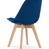 Esszimmerstuhl 4er-Set Bürostuhl, gepolsterter Stuhl, weicher Stoff mit Beinen aus Buchenholz, 120 kg Sitzlast, 54 x 44,5 x 81,5 cm