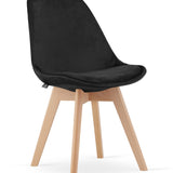 Esszimmerstuhl 4er-Set Bürostuhl, gepolsterter Stuhl, weicher Stoff mit Beinen aus Buchenholz, 120 kg Sitzlast, 54 x 44,5 x 81,5 cm