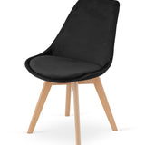 Esszimmerstuhl 4er-Set Bürostuhl, gepolsterter Stuhl, weicher Stoff mit Beinen aus Buchenholz, 120 kg Sitzlast, 54 x 44,5 x 81,5 cm