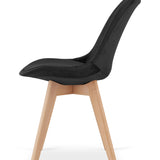 Esszimmerstuhl 4er-Set Bürostuhl, gepolsterter Stuhl, weicher Stoff mit Beinen aus Buchenholz, 120 kg Sitzlast, 54 x 44,5 x 81,5 cm