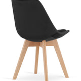 Esszimmerstuhl 4er-Set Bürostuhl, gepolsterter Stuhl, weicher Stoff mit Beinen aus Buchenholz, 120 kg Sitzlast, 54 x 44,5 x 81,5 cm