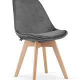 Esszimmerstuhl 4er-Set Bürostuhl, gepolsterter Stuhl, weicher Stoff mit Beinen aus Buchenholz, 120 kg Sitzlast, 54 x 44,5 x 81,5 cm