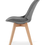 Esszimmerstuhl 4er-Set Bürostuhl, gepolsterter Stuhl, weicher Stoff mit Beinen aus Buchenholz, 120 kg Sitzlast, 54 x 44,5 x 81,5 cm