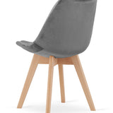 Esszimmerstuhl 4er-Set Bürostuhl, gepolsterter Stuhl, weicher Stoff mit Beinen aus Buchenholz, 120 kg Sitzlast, 54 x 44,5 x 81,5 cm