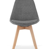 Esszimmerstuhl 4er-Set Bürostuhl, gepolsterter Stuhl, weicher Stoff mit Beinen aus Buchenholz, 120 kg Sitzlast, 54 x 44,5 x 81,5 cm