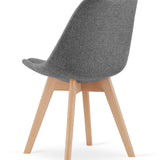 Esszimmerstuhl 4er-Set Bürostuhl, gepolsterter Stuhl, weicher Stoff mit Beinen aus Buchenholz, 120 kg Sitzlast, 54 x 44,5 x 81,5 cm