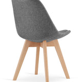 Esszimmerstuhl 4er-Set Bürostuhl, gepolsterter Stuhl, weicher Stoff mit Beinen aus Buchenholz, 120 kg Sitzlast, 54 x 44,5 x 81,5 cm