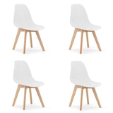 Chaise de salle à manger, chaise de bureau, chaise de cuisine, matériau d'assise en polypropylène avec pieds en bois de hêtre, charge d'assise de 120 kg, 54,5 x 46 x 80 cm