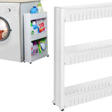 Chariot à 3 niveaux, peu encombrant, armoire à 3 niveaux sur roulettes, étagères spacieuses au design modulaire, chariot de rangement multifonction, 12,5 x 54 x 72 cm, étroit, en blanc 