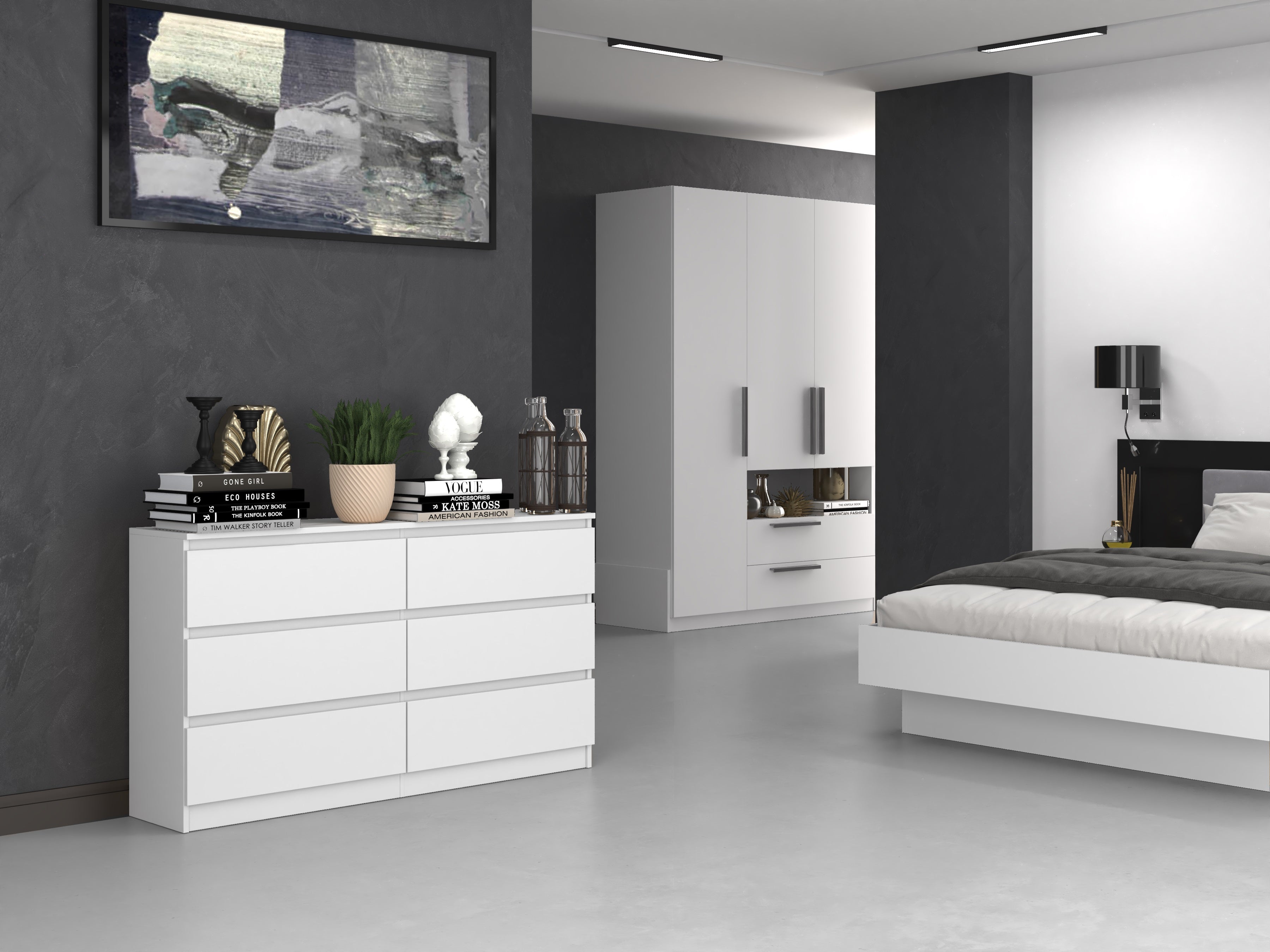 Kommode weiß, Schlafzimmer Flur, Schrank, Sideboard, Highboard mit Sch