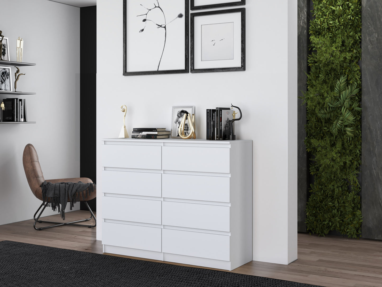 Kommode weiß, Schlafzimmer Flur, Schrank, Sideboard, Highboard mit Schubladen