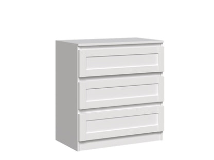 Kommode weiß mit einem zarten Zierrahmen, Schlafzimmer Flur kleiner Nachttisch, Schrank, Sideboard, Highboard mit Schubladen